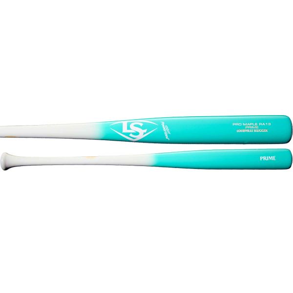 Louisville Slugger Pro Prime RA13 Ronald Acuña Pearl White & Teal Maple Wood Baseball Bat