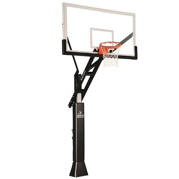Jaypro Titan 6" Adjustable Basketball Hoop w/ 42"x72" Glass Backboard