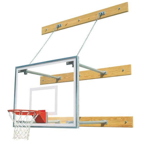 Bison Wall Mounted Basketball Hoop w/ Glass Backboard, 1'-4' EXTENSION