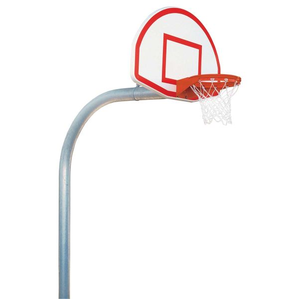 Bison 5-9/16", Mega Pole Gooseneck Basketball Hoop w/ 35''x54'' Fan Backboard, PR75 