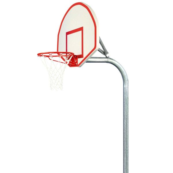 Bison 3-1/2'' Gooseneck Basketball System w/ 39''x54'' STEEL Fan Backboard, PR20 