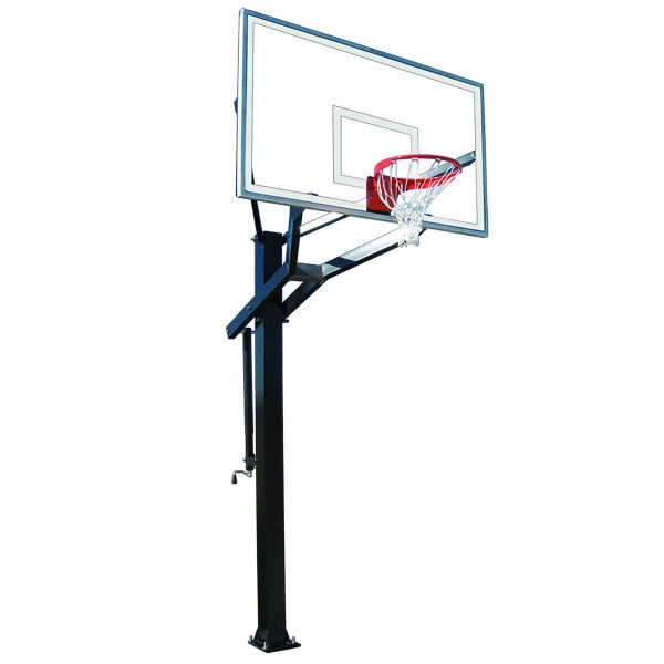 First Team PowerHouse 6" Square Post Basketball Hoop w/ Glass Backboard
