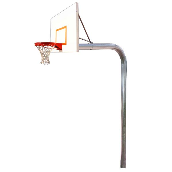 First Team Brute 5-9/16&quot; Gooseneck Basketball Hoop w/ 36/42” x 60” Aluminum Backboard