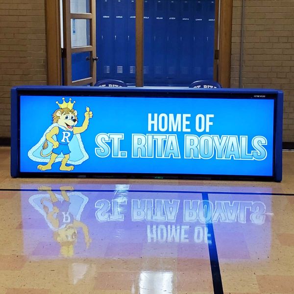 Nevco 8' Backlit Basketball Floor Mounted Scorer's Table