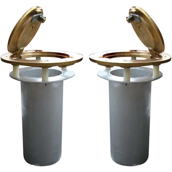 Jaypro 2-7/8" dia. Pickleball Hinged Floor Sleeves w/ Brass Cover Plate (pair)