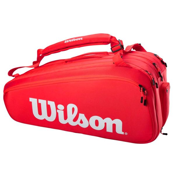 Wilson 15 Pack Super Tour Red Tennis Racket Bag Anthem Sports