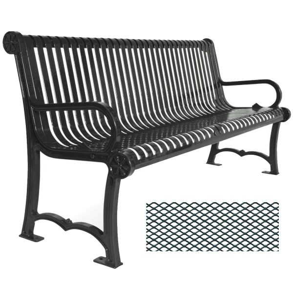 Ultrasite Charleston Thermoplastic Coated Bench w/ Back