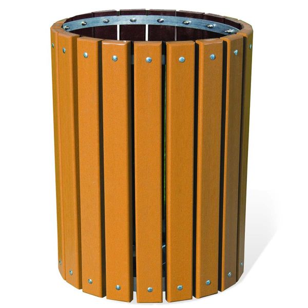 Ultrasite Natural Recycled Plastic Round Trash Receptacle