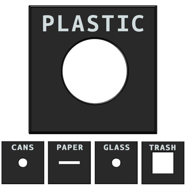 Ultrasite Decal & Flat Top Lid Combo for Square Recycling Receptacle