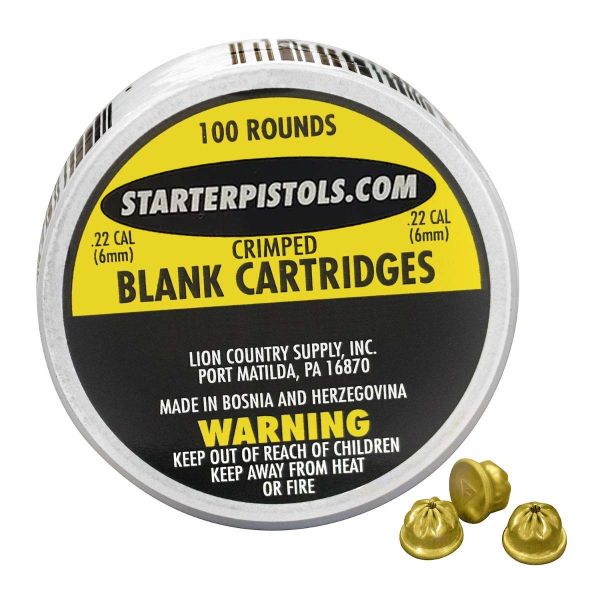 100/pk Crimped Blanks for Competition Starting Pistol, .22 Cal.