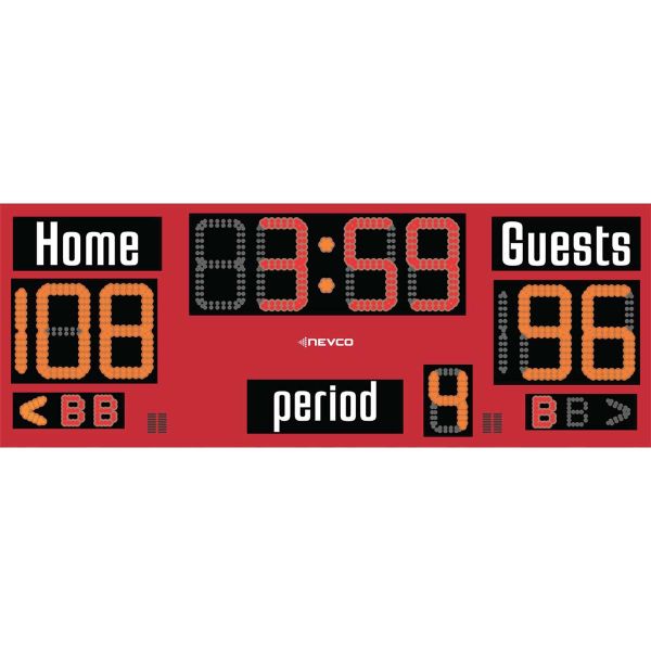 Nevco 2700 Basketball/Volleyball/Wrestling Scoreboard w/ Wireless Controller, 8&#039; x 3&#039;