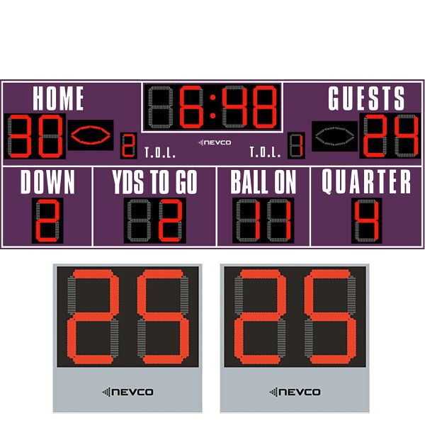 Nevco 20'x8' Football Scoreboard w/ Wireless Controller & Delay of Game Timers, 3621
