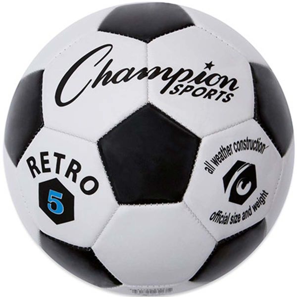 Champion Retro Black & White Soccer Ball, Size 3, 4 & 5