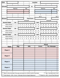 Sample Volleyball Worksheet Template
